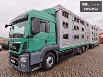 Camión transporte de ganado MAN TGS 26.440 / 3 Stock / Hubdach / Lenk / KOMPLETT: foto 1