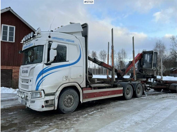 Leasing de Scania R650 Timber truck with wagon and crane Scania R650 Timber truck with wagon and crane: foto 1