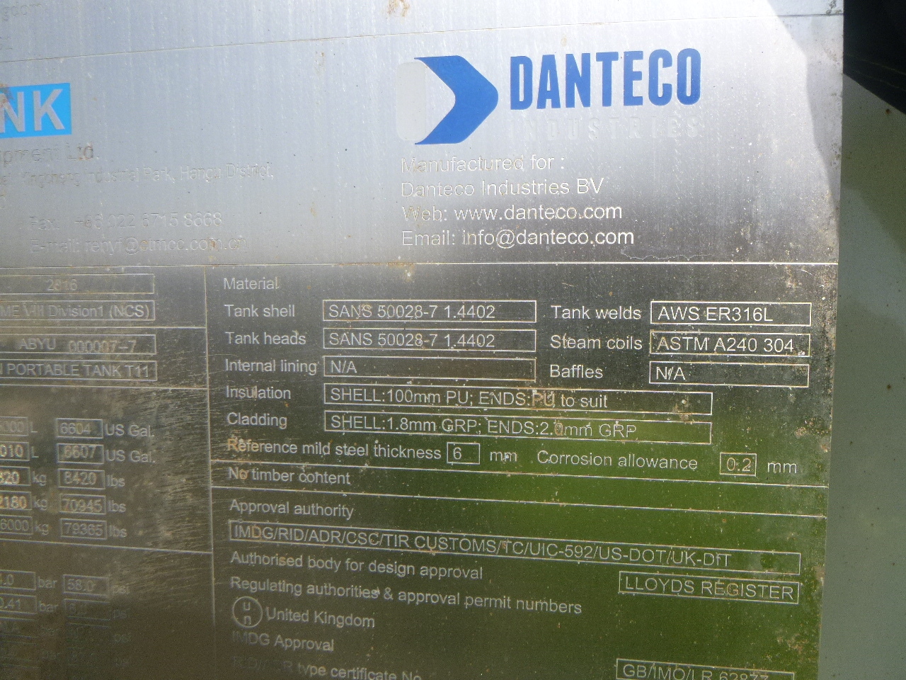 Contenedor cisterna, Semirremolque Danteco Food tank container inox 20 ft / 25 m3 / 1 comp: foto 21