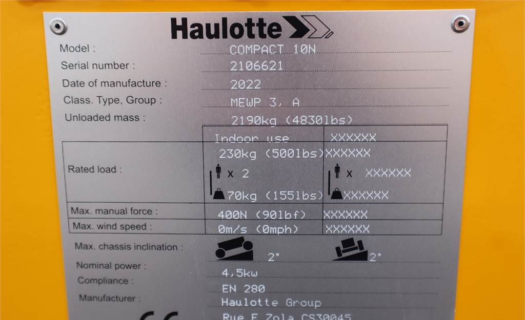 Plataforma de tijeras Haulotte COMPACT 10N Valid Inspection, *Guarantee! 10m Work: foto 5