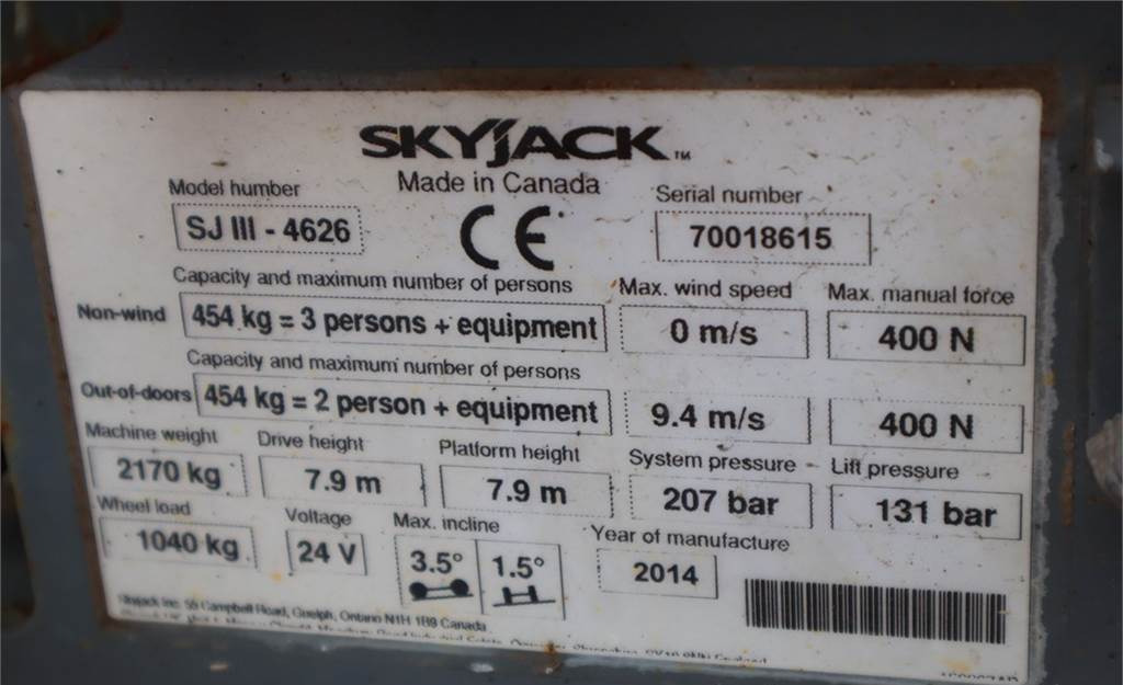 Plataforma de tijeras SkyJack SJ4626 Electric, 10m Working Height, 454kg Capacit: foto 7