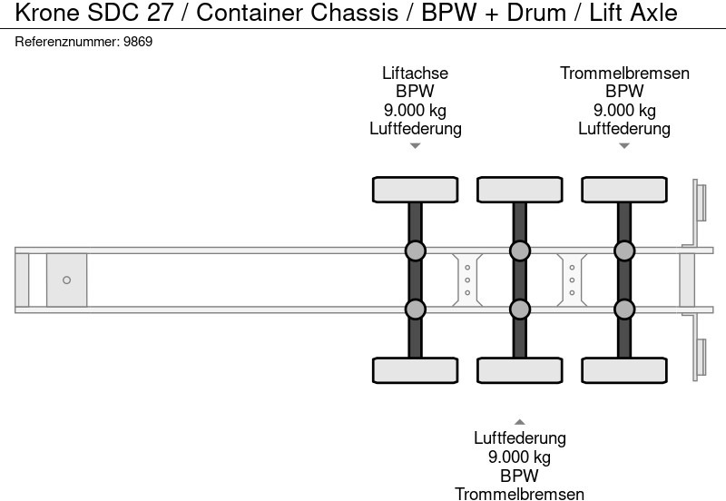 Semirremolque portacontenedore/ Intercambiable Krone SDC 27 / Container Chassis / BPW + Drum / Lift Axle: foto 11