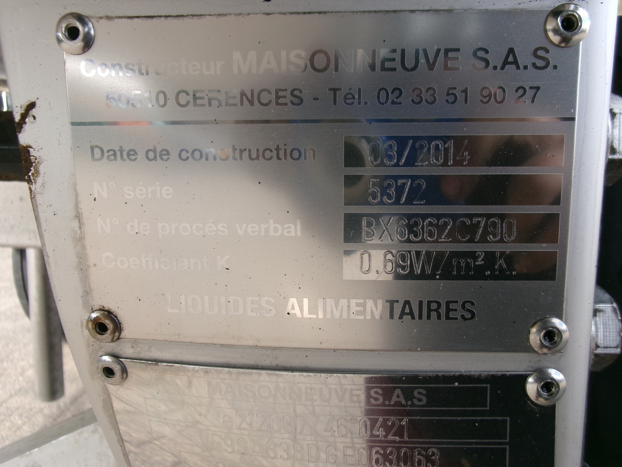 Semirremolque cisterna para transporte de alimentos Maisonneuve Food tank inox 30 m3 / 1 comp: foto 12
