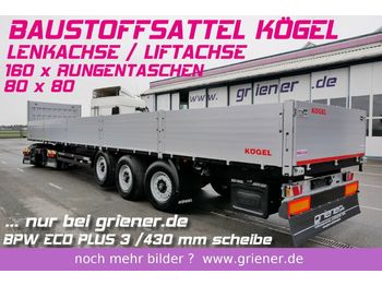 Semirremolque plataforma/ caja abierta Kögel SN24 /BAUSTOFF 800 BW /160 x RUNGEN LENKACHSE