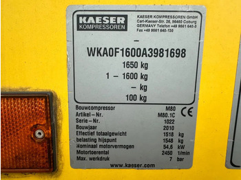 Compresor de aire Kaeser M80 Kubota 8.1 m3 / min 7 Bar 55 kW Mobiele Silent Diesel Compressor: foto 4