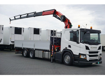 Camión caja abierta, Camión grúa Scania P 410 / 6 X 2 / SKRZYNIOWY + HDS / PALFINGER PK 24 001 / OŚ SKRĘ: foto 2 Camión caja abierta, Camión grúa Scania P 410 / 6 X 2 / SKRZYNIOWY + HDS / PALFINGER PK 24 001 / OŚ SKRĘ: foto 2