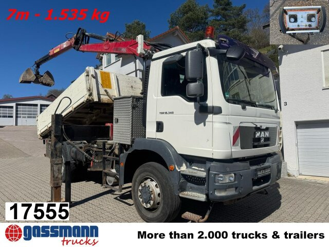 MAN TGM 18.340 4x4 BB mit Penz Kran 11.83 SH, Funk - Camión volquete, Camión grúa: foto 1 MAN TGM 18.340 4x4 BB mit Penz Kran 11.83 SH, Funk - Camión volquete, Camión grúa: foto 1