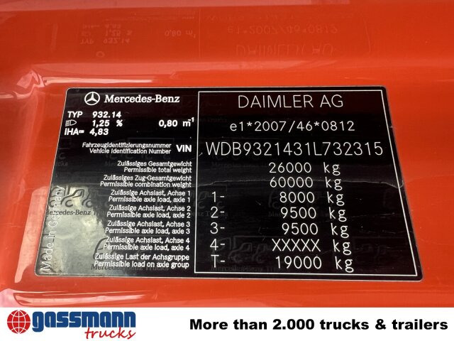 Mercedes-Benz Actros 2644/48 K 6x4, Manual Gearbox, Full Steel - Camión chasis: foto 2 Mercedes-Benz Actros 2644/48 K 6x4, Manual Gearbox, Full Steel - Camión chasis: foto 2
