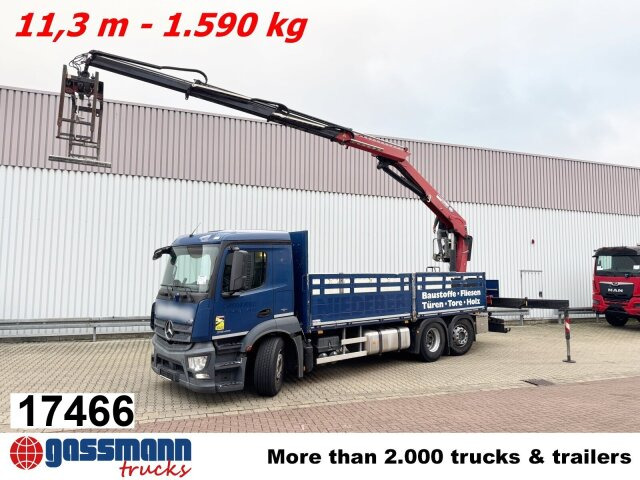 Mercedes-Benz Antos 2540 L 6x2, Lenkachse, HMF 2110-L3 - Camión caja abierta, Camión grúa: foto 1 Mercedes-Benz Antos 2540 L 6x2, Lenkachse, HMF 2110-L3 - Camión caja abierta, Camión grúa: foto 1