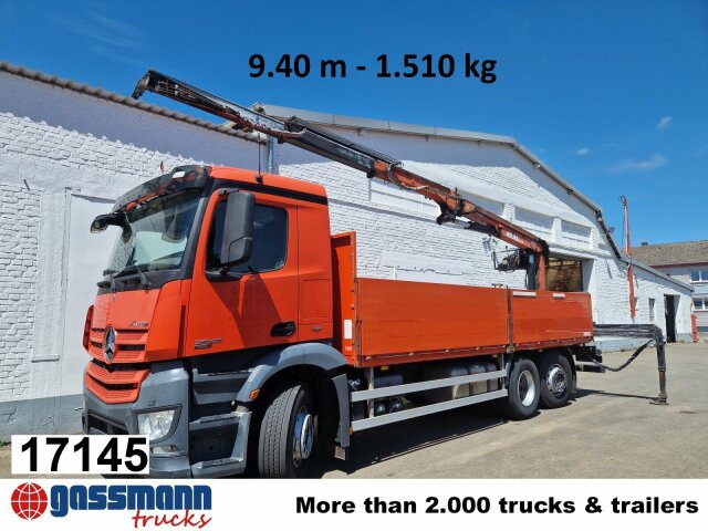 Mercedes-Benz Arocs 2545 L/6x2/4, Atlas Kran, 145.2-A19 VB, - Camión caja abierta, Camión grúa: foto 1 Mercedes-Benz Arocs 2545 L/6x2/4, Atlas Kran, 145.2-A19 VB, - Camión caja abierta, Camión grúa: foto 1