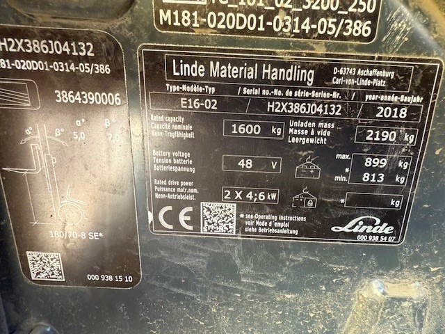 LINDE E16 - Carretilla elevadora eléctrica: foto 2 LINDE E16 - Carretilla elevadora eléctrica: foto 2