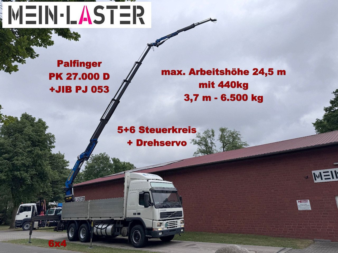 Volvo FM12 380 PK 27000D 24,5m 5+6 Deutscher LKW - Camión grúa: foto 1 Volvo FM12 380 PK 27000D 24,5m 5+6 Deutscher LKW - Camión grúa: foto 1