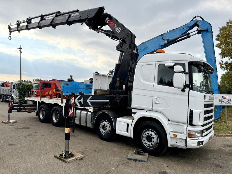 Scania 114C-380 8x4 + CRANE HIAB 700 E-5 - PLATFORM 6m80 + TWISTLOCKS - MANUAL - RETARDER - STEEL SPRING / BIG AXLE HUB REDUCTION  - AP ACHSEN - Camión grúa: foto 1 Scania 114C-380 8x4 + CRANE HIAB 700 E-5 - PLATFORM 6m80 + TWISTLOCKS - MANUAL - RETARDER - STEEL SPRING / BIG AXLE HUB REDUCTION  - AP ACHSEN - Camión grúa: foto 1