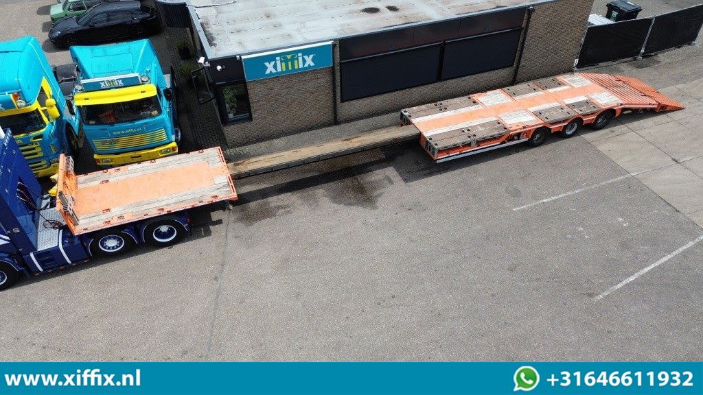 Faymonville 3-ass. Vlakke uitschuifbare Mega oplegger / Uitklapbare laadvloer klep / Naloop gestuurd - Semirremolque plataforma/ Caja abierta: foto 1 Faymonville 3-ass. Vlakke uitschuifbare Mega oplegger / Uitklapbare laadvloer klep / Naloop gestuurd - Semirremolque plataforma/ Caja abierta: foto 1