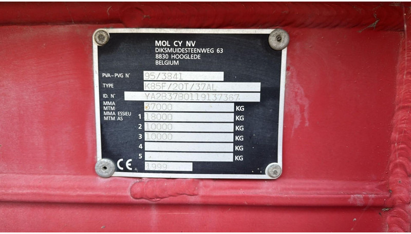 MOL KF85F/20T/37AI (BELGIAN TRAILER / DRUM BRAKES / FREINES TAMBOUR / BPW AXLES) - Semirremolque volquete: foto 3 MOL KF85F/20T/37AI (BELGIAN TRAILER / DRUM BRAKES / FREINES TAMBOUR / BPW AXLES) - Semirremolque volquete: foto 3