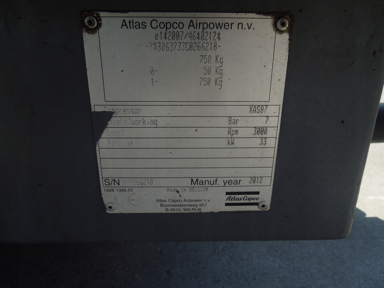 Compresor de aire Atlas Copco XAS87: foto 7 Compresor de aire Atlas Copco XAS87: foto 7