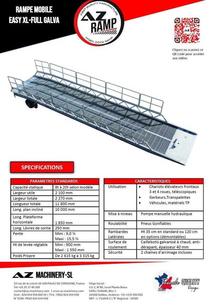 Rampa de carga nuevo AZ RAMP-EASY XL-12 FULL GALVA. WIDE Mobil Galvanizate Loading Ramp With Level Off, 12 t Capacity: foto 7