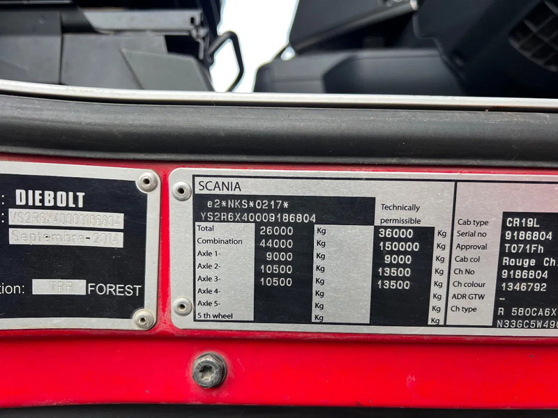 Camión forestal Scania R580 6x4 full steel*3pedal opticruise*R580 V8*: foto 17