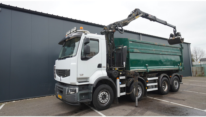 Renault PREMIUM 380 DXI 8X2/6 2 SIDE TIPPER WITH PLFINGER Q 170 Z CRANE.278.200KM - Camión grúa: foto 3 Renault PREMIUM 380 DXI 8X2/6 2 SIDE TIPPER WITH PLFINGER Q 170 Z CRANE.278.200KM - Camión grúa: foto 3