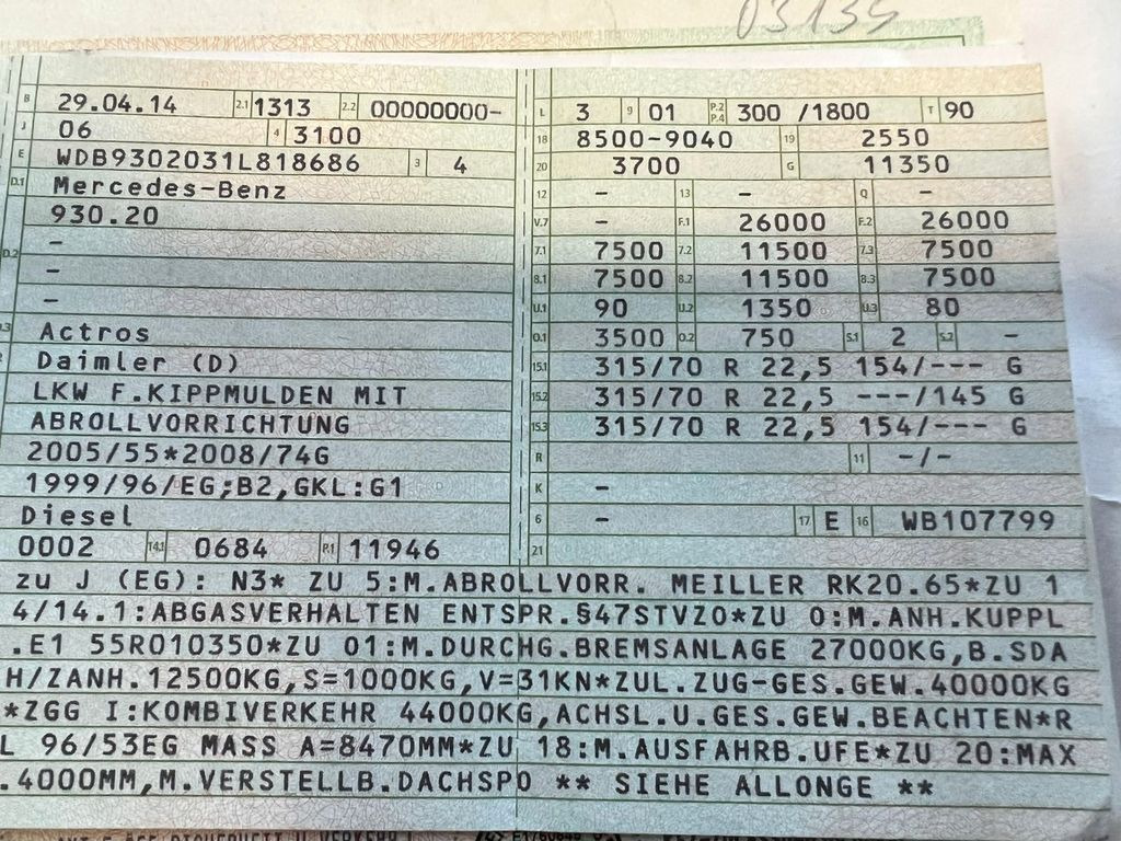 Mercedes-Benz 2541 6X2 Meiller Funk Zustand wie 200 tkm Mercedes-Benz 2541 6X2 Meiller RK 20.65 Funk | Top Zustand! - Camión multibasculante: foto 2 Mercedes-Benz 2541 6X2 Meiller Funk Zustand wie 200 tkm Mercedes-Benz 2541 6X2 Meiller RK 20.65 Funk | Top Zustand! - Camión multibasculante: foto 2
