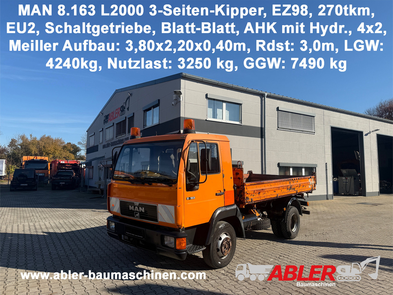 MAN 8.163 L2000 3-Seiten-Kipper AHK - Camión volquete: foto 1 MAN 8.163 L2000 3-Seiten-Kipper AHK - Camión volquete: foto 1