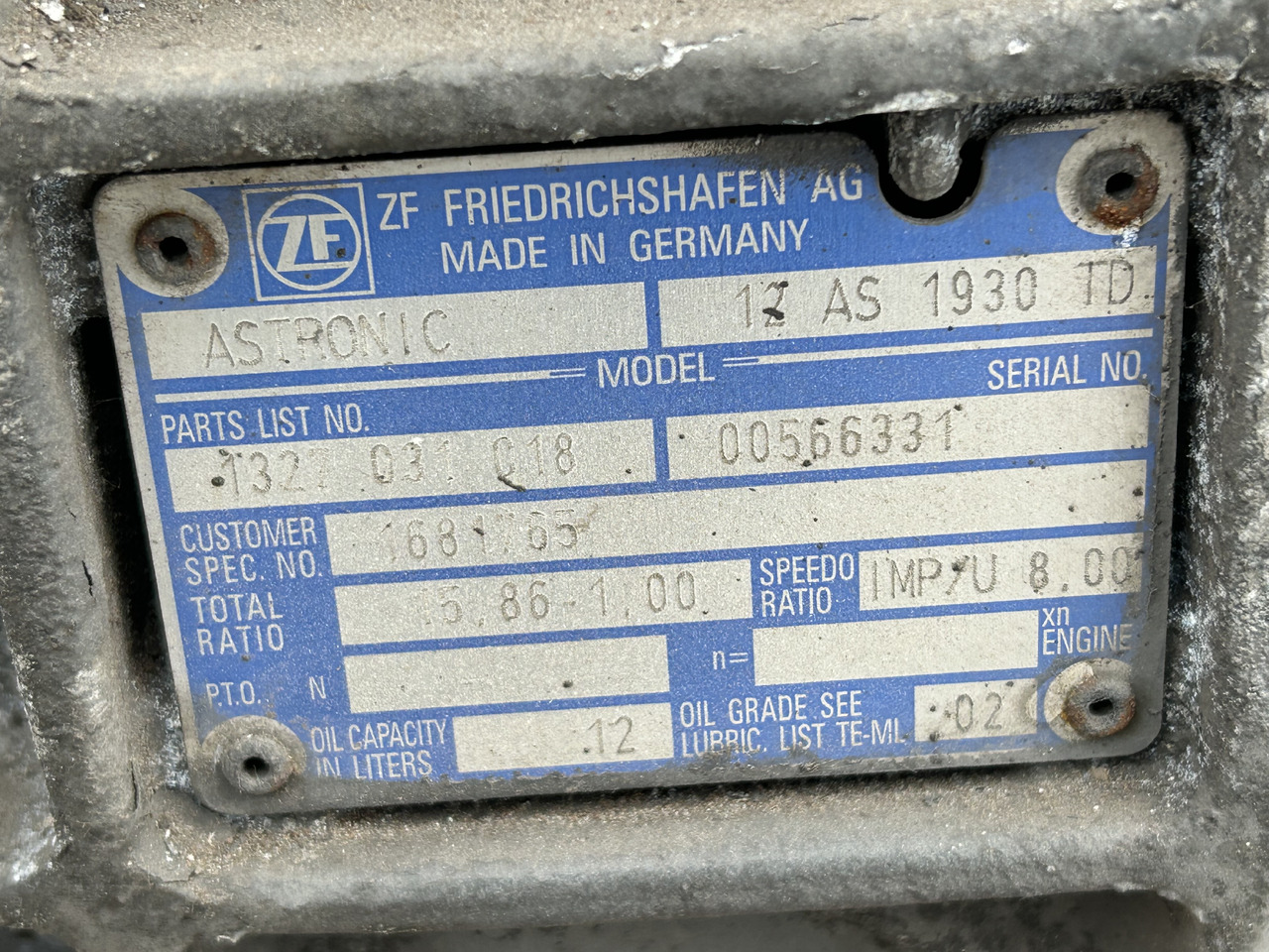 DAF DAF CF85 12AS1930 TD 1681765 DAF CF 85 truck - Caja de cambios para Camión: foto 5 DAF DAF CF85 12AS1930 TD 1681765 DAF CF 85 truck - Caja de cambios para Camión: foto 5