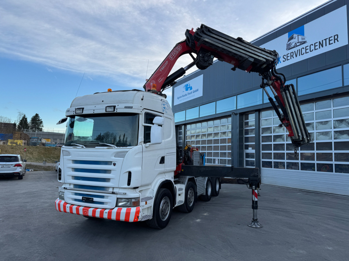 SCANIA R480 8x4 Fassi 660 SZM/Pritsche - Camión grúa: foto 1 SCANIA R480 8x4 Fassi 660 SZM/Pritsche - Camión grúa: foto 1