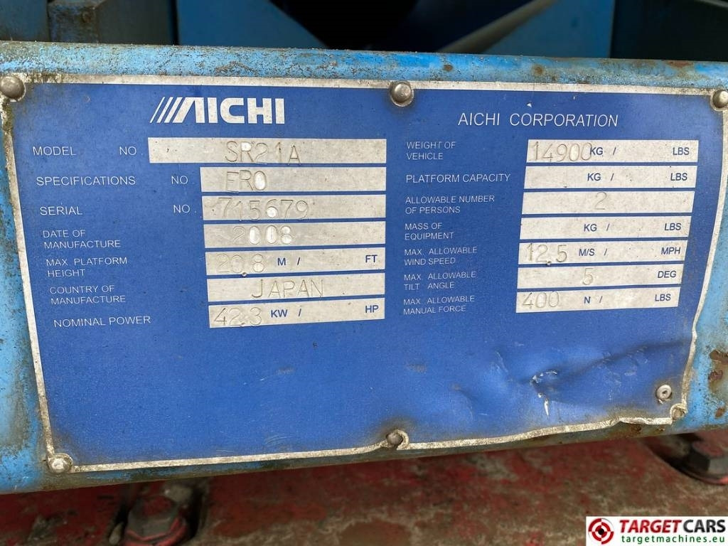 Plataforma telescopica Aichi SR21A Telescopic Tracked Diesel Boom Lift 2280cm: foto 10 Plataforma telescopica Aichi SR21A Telescopic Tracked Diesel Boom Lift 2280cm: foto 10