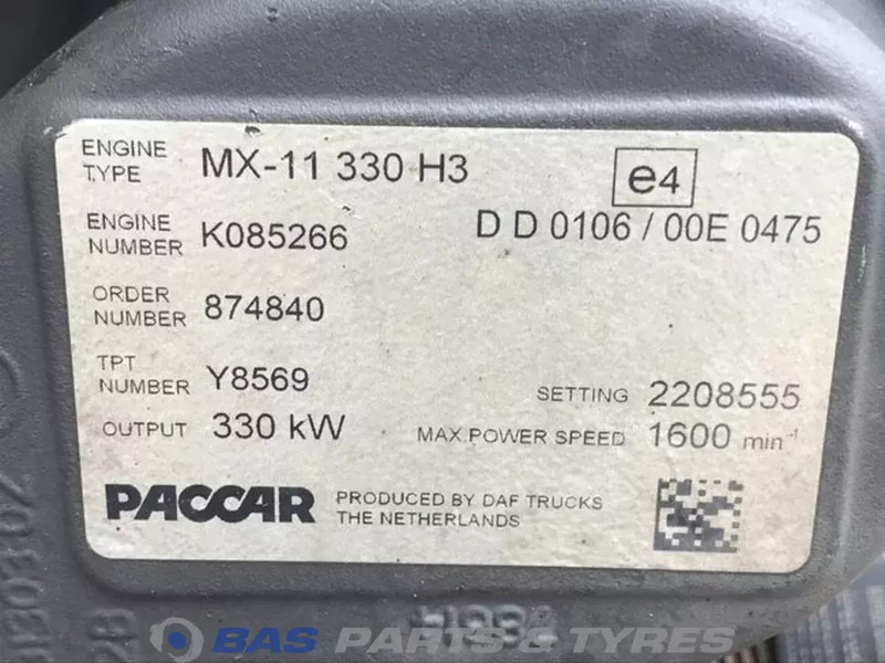 DAF CF Euro 6 Motor DAF MX11 330 H2 2184945R - Motor para Camión: foto 5 DAF CF Euro 6 Motor DAF MX11 330 H2 2184945R - Motor para Camión: foto 5