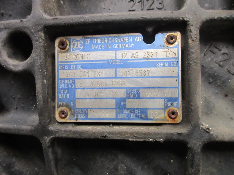 MAN 81.32004-6267 // 12AS2331 TD RATIO 15,86-1.00 TRANSMISSSIE EURO 5 - Caja de cambios para Camión: foto 5 MAN 81.32004-6267 // 12AS2331 TD RATIO 15,86-1.00 TRANSMISSSIE EURO 5 - Caja de cambios para Camión: foto 5