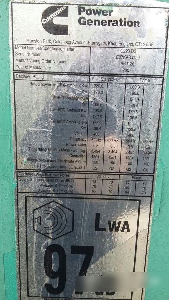 Cummins 220 kVa 6CTA - Generador industriale: foto 3 Cummins 220 kVa 6CTA - Generador industriale: foto 3