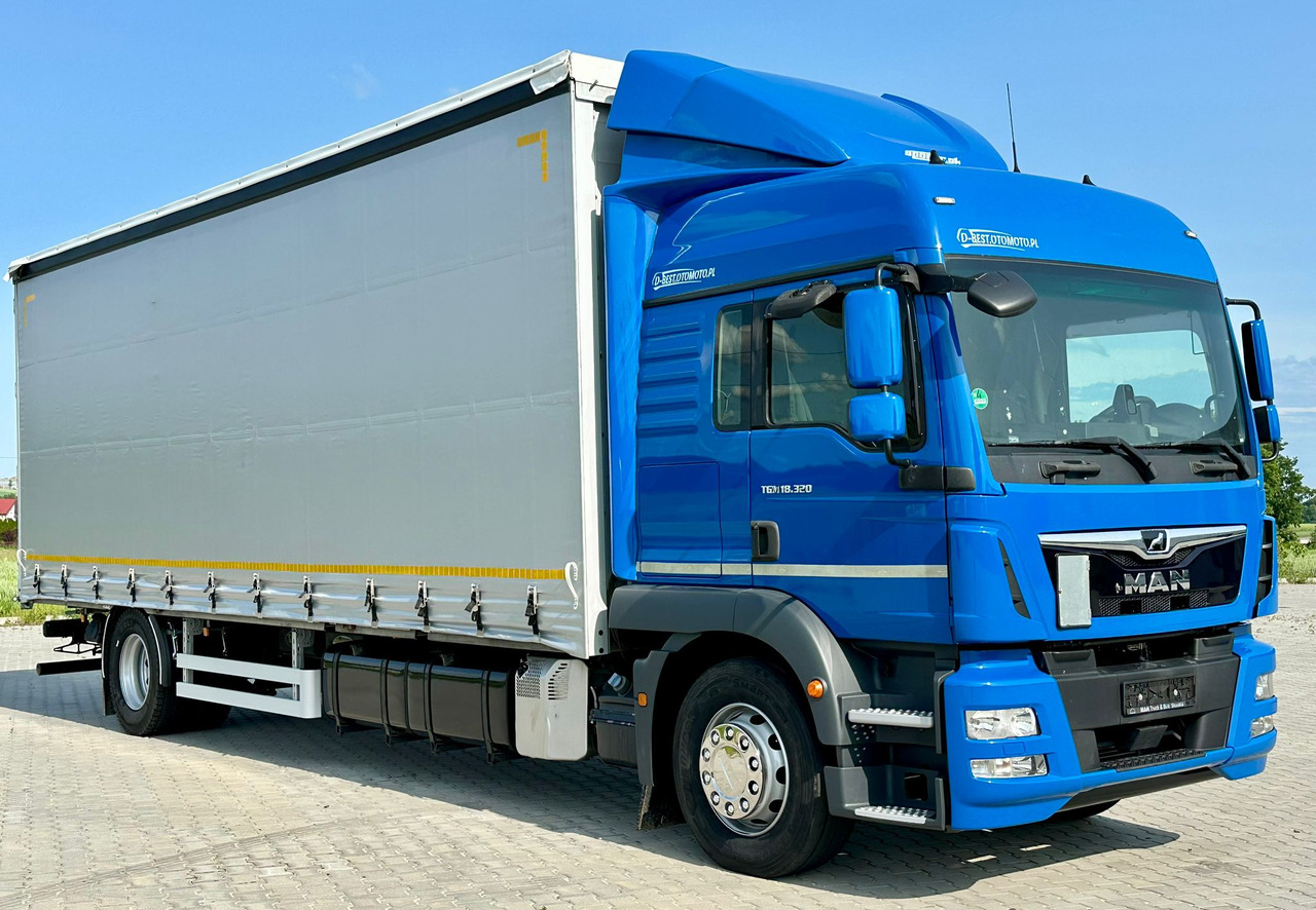 MAN TGM 18.320 / FIRANKA / 20 EUROPALET / 8.3 M DŁUGOŚCI / AUTOMAT / SYPIALKA / 2018 ROK / 9 809 KG ŁADOWNOŚCI - Camión lona: foto 1 MAN TGM 18.320 / FIRANKA / 20 EUROPALET / 8.3 M DŁUGOŚCI / AUTOMAT / SYPIALKA / 2018 ROK / 9 809 KG ŁADOWNOŚCI - Camión lona: foto 1