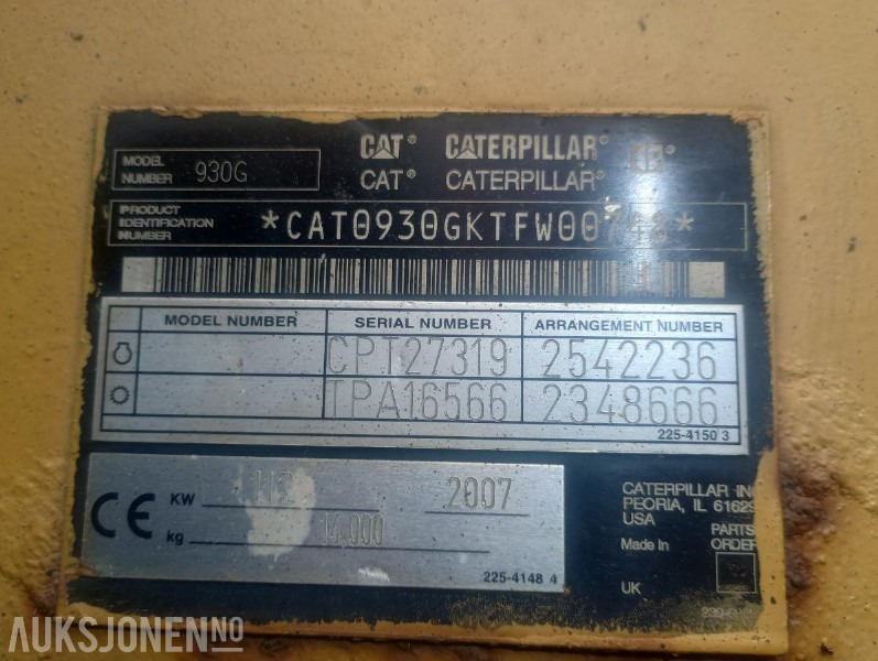2007 Cat 950 G HJULLASTER - 6237 Timer - Cargadora de ruedas: foto 5 2007 Cat 950 G HJULLASTER - 6237 Timer - Cargadora de ruedas: foto 5