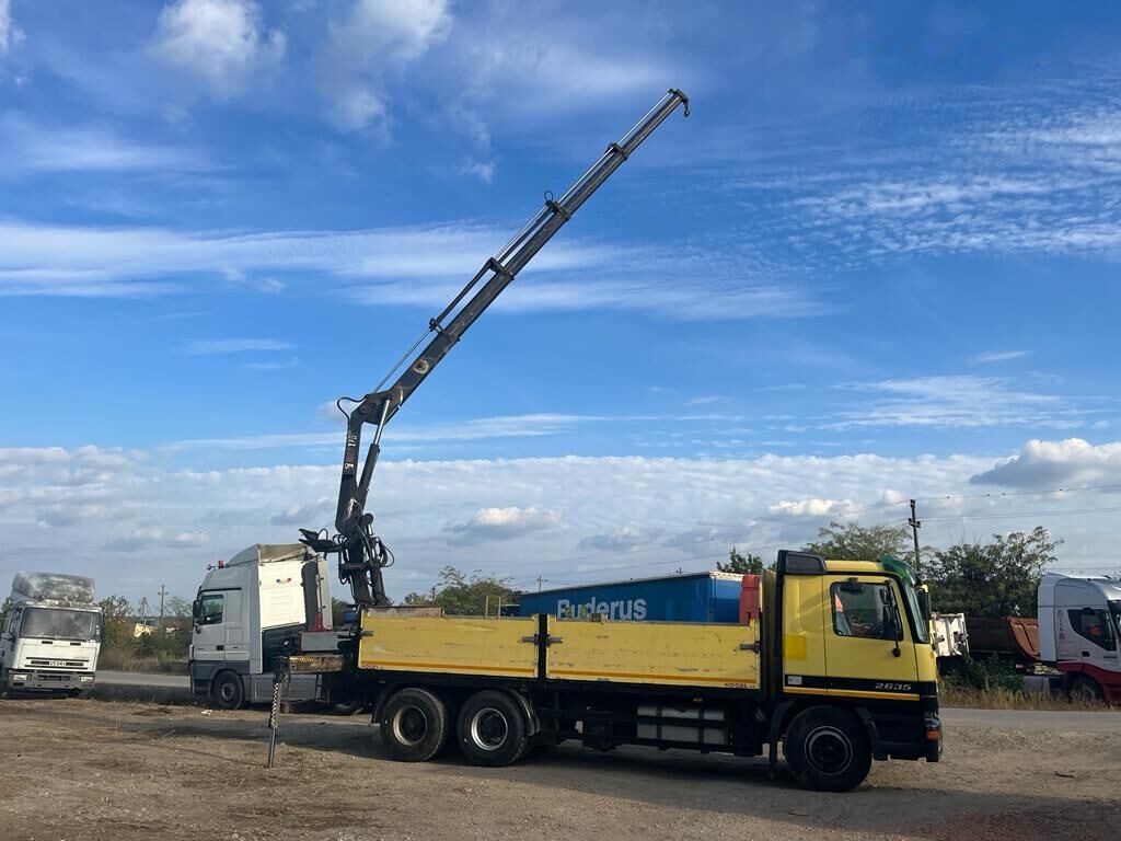 Mercedes-Benz Dropside camion Mercedes-Benz Actros MP1 V6 2635 + KRANE HIAB 17 - Camión grúa, Camión caja abierta: foto 1 Mercedes-Benz Dropside camion Mercedes-Benz Actros MP1 V6 2635 + KRANE HIAB 17 - Camión grúa, Camión caja abierta: foto 1