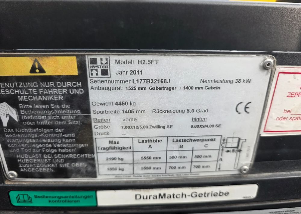 Hyster H2.5FT /LPG/ 1 WŁAŚCICIEL /1923 MTH / - Carretilla elevadora: foto 5 Hyster H2.5FT /LPG/ 1 WŁAŚCICIEL /1923 MTH / - Carretilla elevadora: foto 5