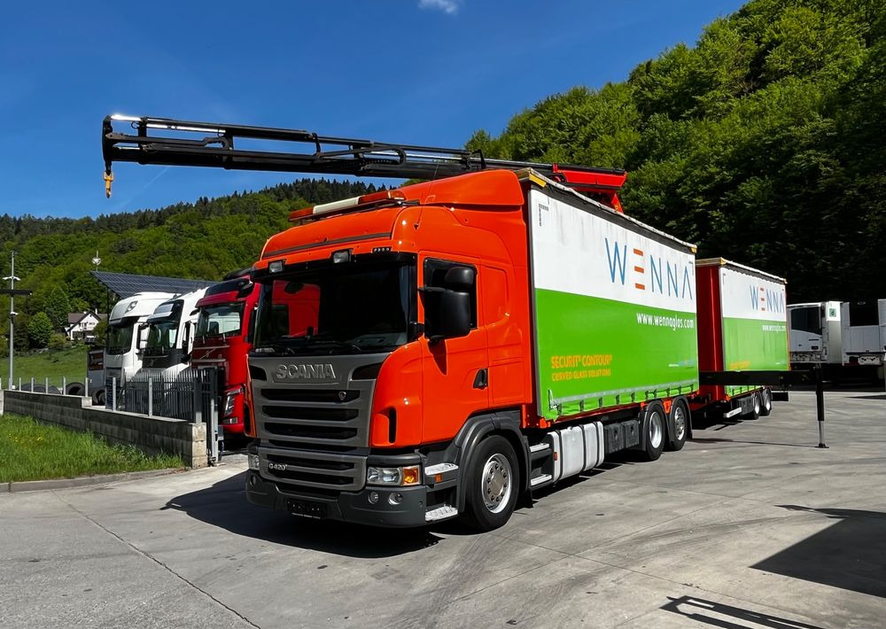 Scania G420 // Tandem // HDS Palfinger 18002 EH // Przyczepa // Oś skrętna podnoszona // Video !!! - Camión lona, Camión eléctrico: foto 1 Scania G420 // Tandem // HDS Palfinger 18002 EH // Przyczepa // Oś skrętna podnoszona // Video !!! - Camión lona, Camión eléctrico: foto 1