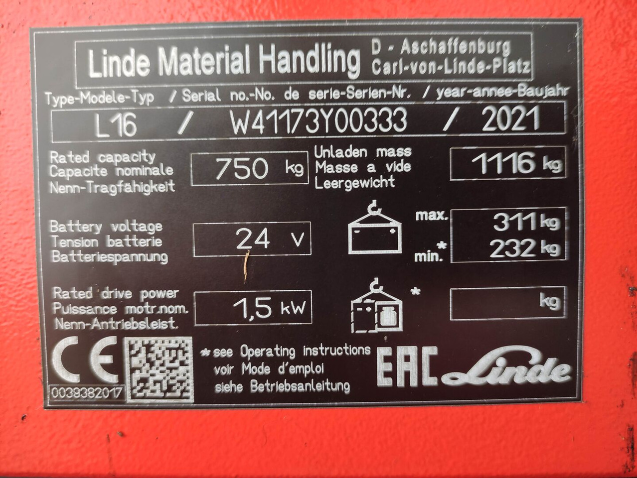 Linde L16i-1173 - Apilador: foto 5 Linde L16i-1173 - Apilador: foto 5