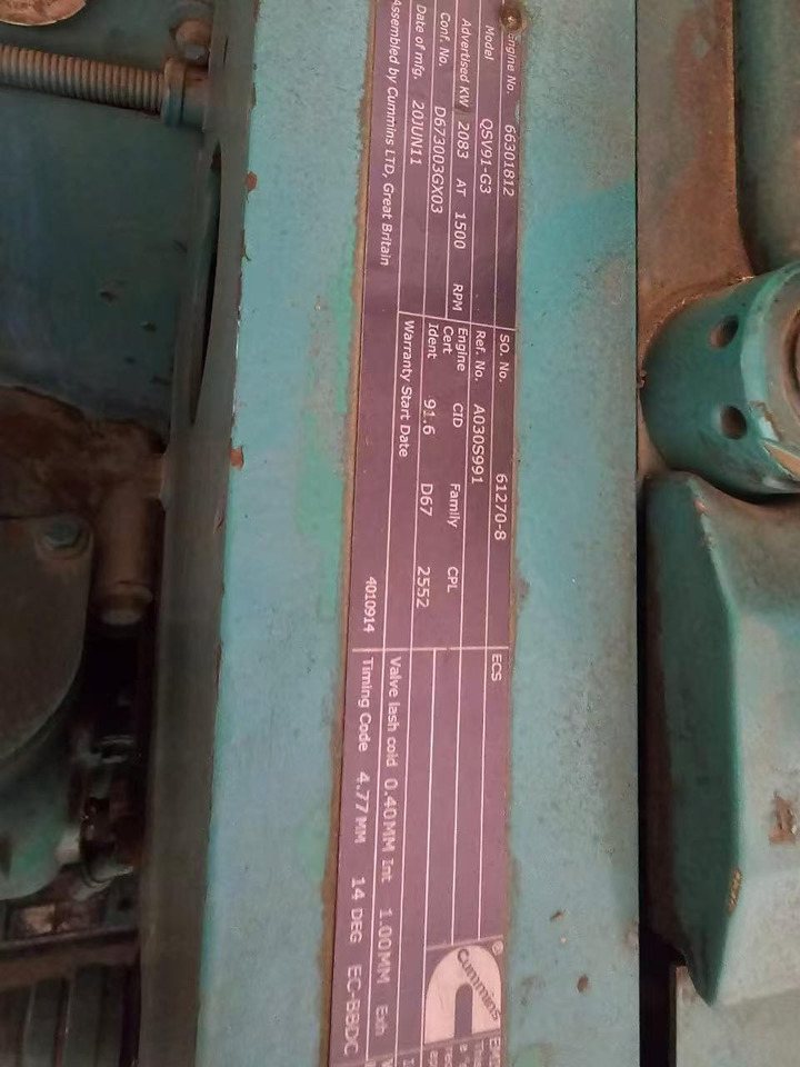 CUMMINS QSV91-G3 - Generador industriale: foto 2 CUMMINS QSV91-G3 - Generador industriale: foto 2