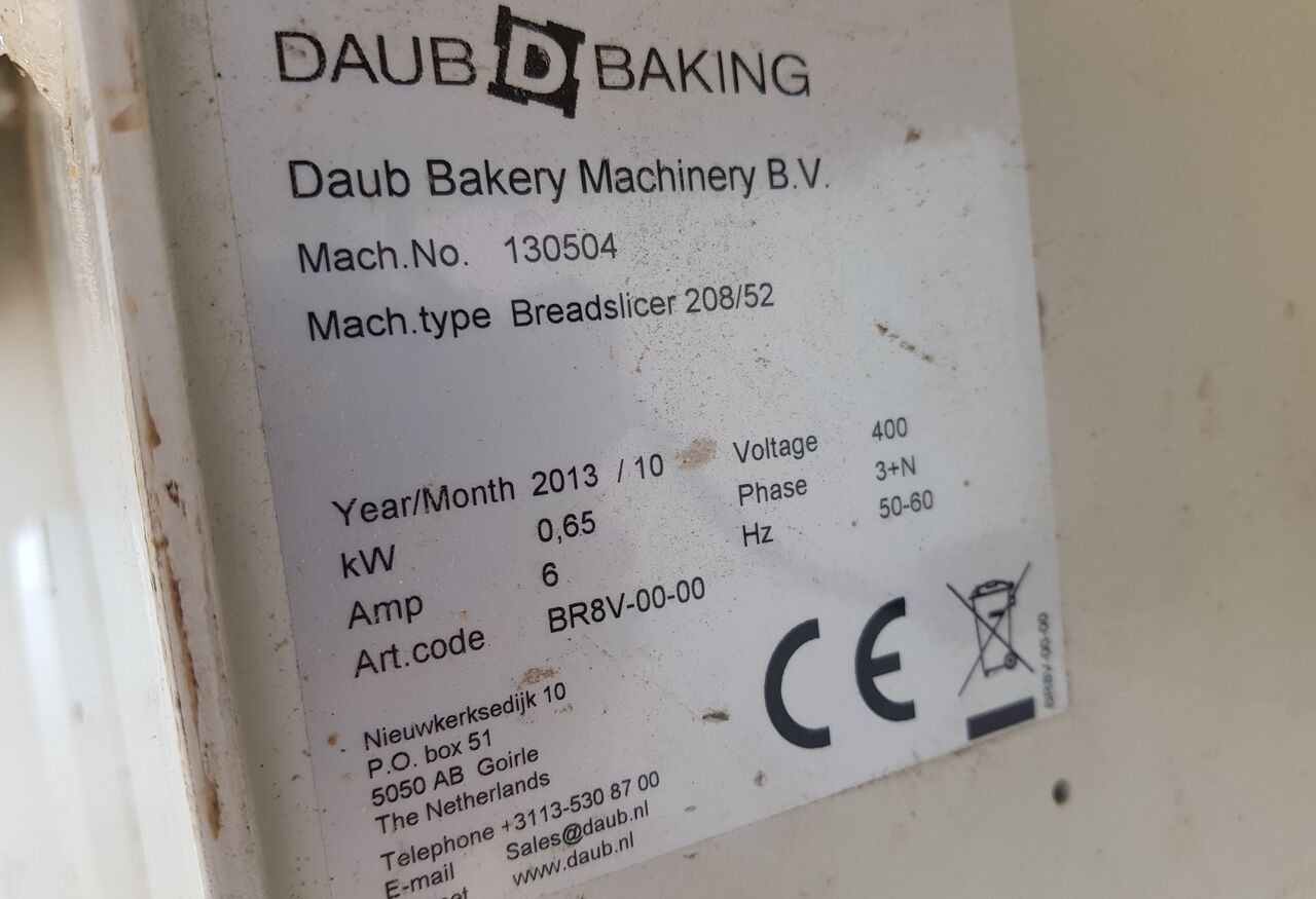 Daub Breadslicer 208/52 - Maquinaria de panadería: foto 5 Daub Breadslicer 208/52 - Maquinaria de panadería: foto 5