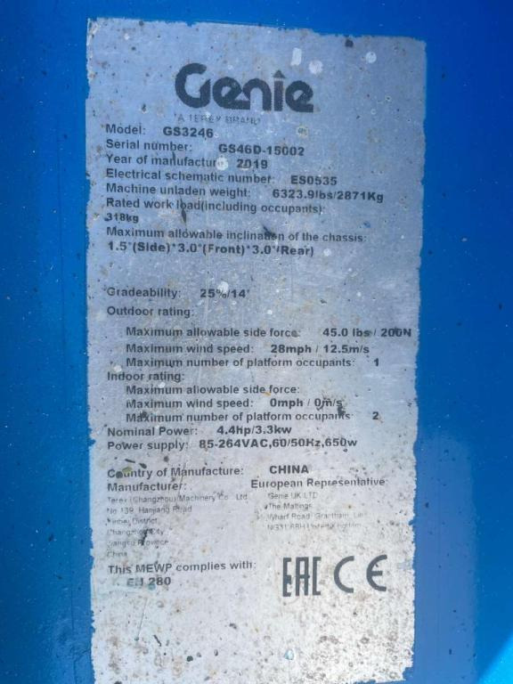 Genie GS-3246 - Plataforma de tijeras: foto 4 Genie GS-3246 - Plataforma de tijeras: foto 4