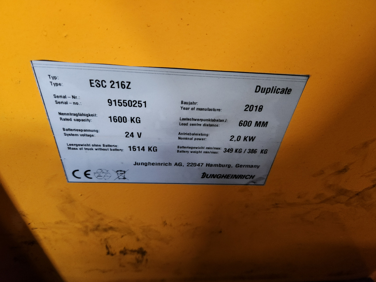 JUNGHEINRICH ESC 216z - Retráctil: foto 2 JUNGHEINRICH ESC 216z - Retráctil: foto 2