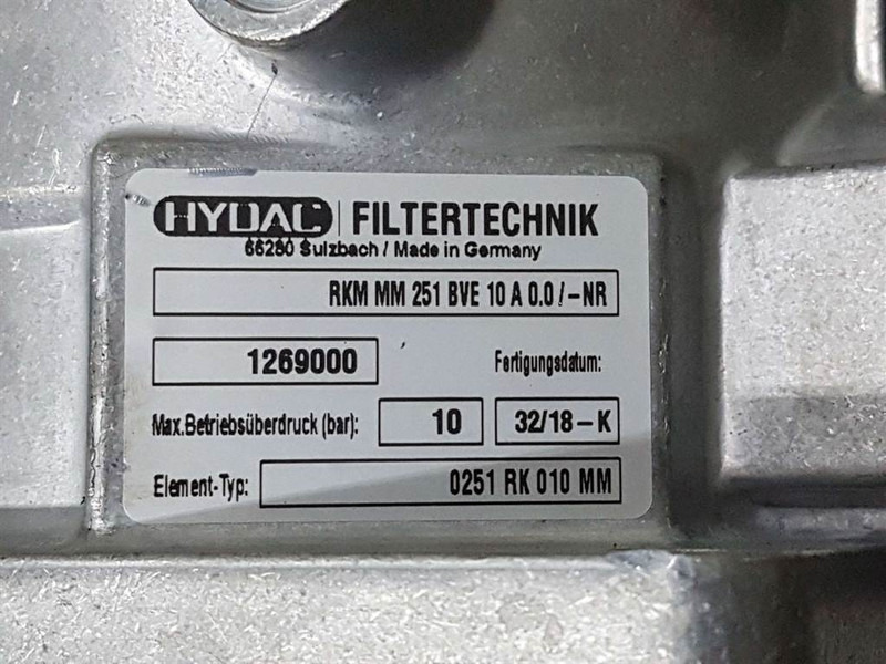 Hydac RKM MM 251 BVE 10 A 0.0/-NR-1269000-Filter - Hidráulica para Maquinaria de construcción: foto 5 Hydac RKM MM 251 BVE 10 A 0.0/-NR-1269000-Filter - Hidráulica para Maquinaria de construcción: foto 5