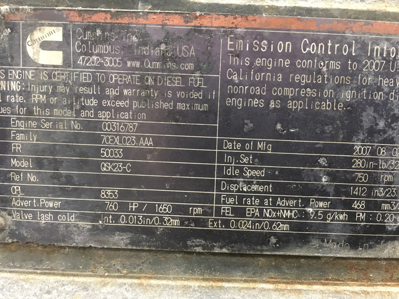 Cummins QSK23-C CPL8353 FOR PARTS - Maquinaria de construcción: foto 5 Cummins QSK23-C CPL8353 FOR PARTS - Maquinaria de construcción: foto 5