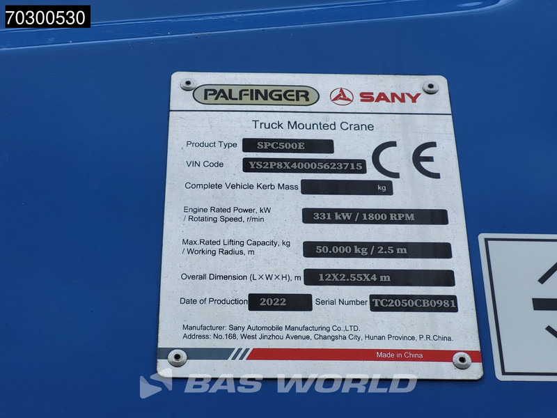 Camión grúa Scania P450 P 8X4 Palfinger/SANY SPC500E Telescopic Crane Retarder Navi Automatic Euro 6: foto 17