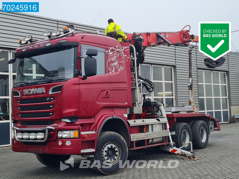 Scania R580 6X4 Jonsered J28505 83 Crane Kran Steel-suspension Retarder - Camión forestal, Camión grúa: foto 1 Scania R580 6X4 Jonsered J28505 83 Crane Kran Steel-suspension Retarder - Camión forestal, Camión grúa: foto 1