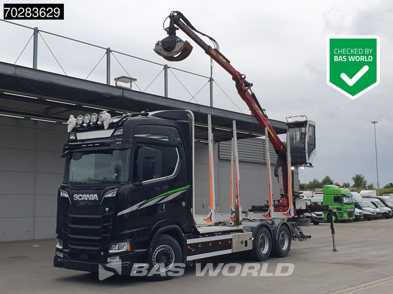 Scania S650 S 6X4 Tajfun LIV100K Kran Holztransport Retarder 3-Pedals Euro 6 - Camión forestal, Camión grúa: foto 1 Scania S650 S 6X4 Tajfun LIV100K Kran Holztransport Retarder 3-Pedals Euro 6 - Camión forestal, Camión grúa: foto 1