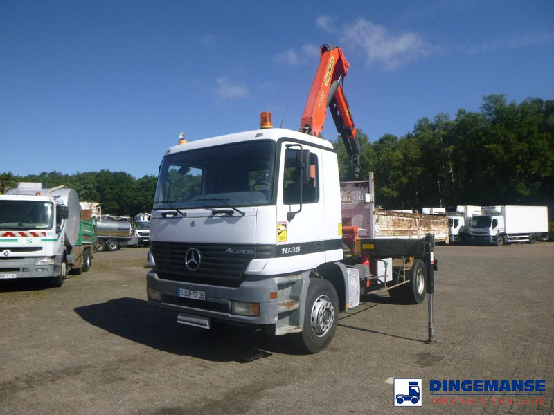 Mercedes-Benz Actros 1835 4x2 tipper + Palfinger PK12000 - Camión grúa: foto 1 Mercedes-Benz Actros 1835 4x2 tipper + Palfinger PK12000 - Camión grúa: foto 1