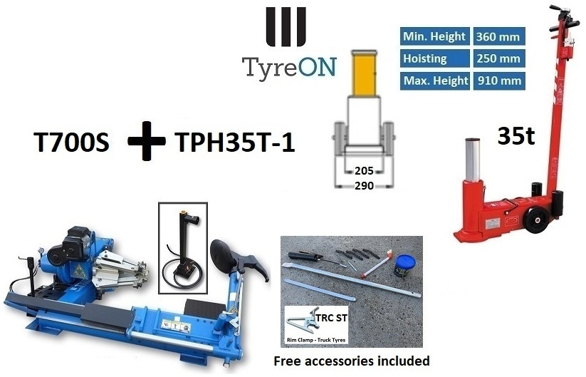 T700S 42 Inch truck tyre changer + 35T 1-stage air hydraulic jack TPH35T-1 - Equipo de taller: foto 1 T700S 42 Inch truck tyre changer + 35T 1-stage air hydraulic jack TPH35T-1 - Equipo de taller: foto 1