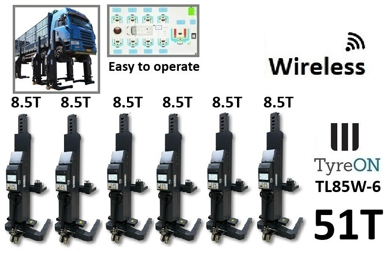 TL85W-6 51T wireless - 6 x 8,5 T - battery 24V DC / 3 kW per column - Spark proof, welding, cutting and grinding - Equipo de taller: foto 1 TL85W-6 51T wireless - 6 x 8,5 T - battery 24V DC / 3 kW per column - Spark proof, welding, cutting and grinding - Equipo de taller: foto 1