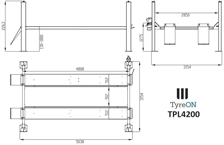 TPL4200 4 post lift - 4.8 meter flat runways - 4.2T - Equipo de taller: foto 3 TPL4200 4 post lift - 4.8 meter flat runways - 4.2T - Equipo de taller: foto 3